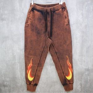 Nike Rust Black Washed Graphic Flames Joggers Sweatpants DZ3054-010 NWT
